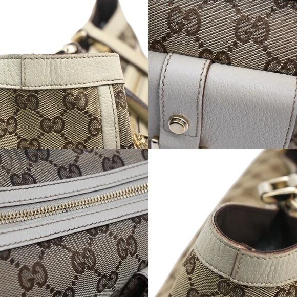 GUCCI Logo GG pattern Shoulder Tote Bag Canvas Leather Brown Beige Italy - Picture 7 of 16